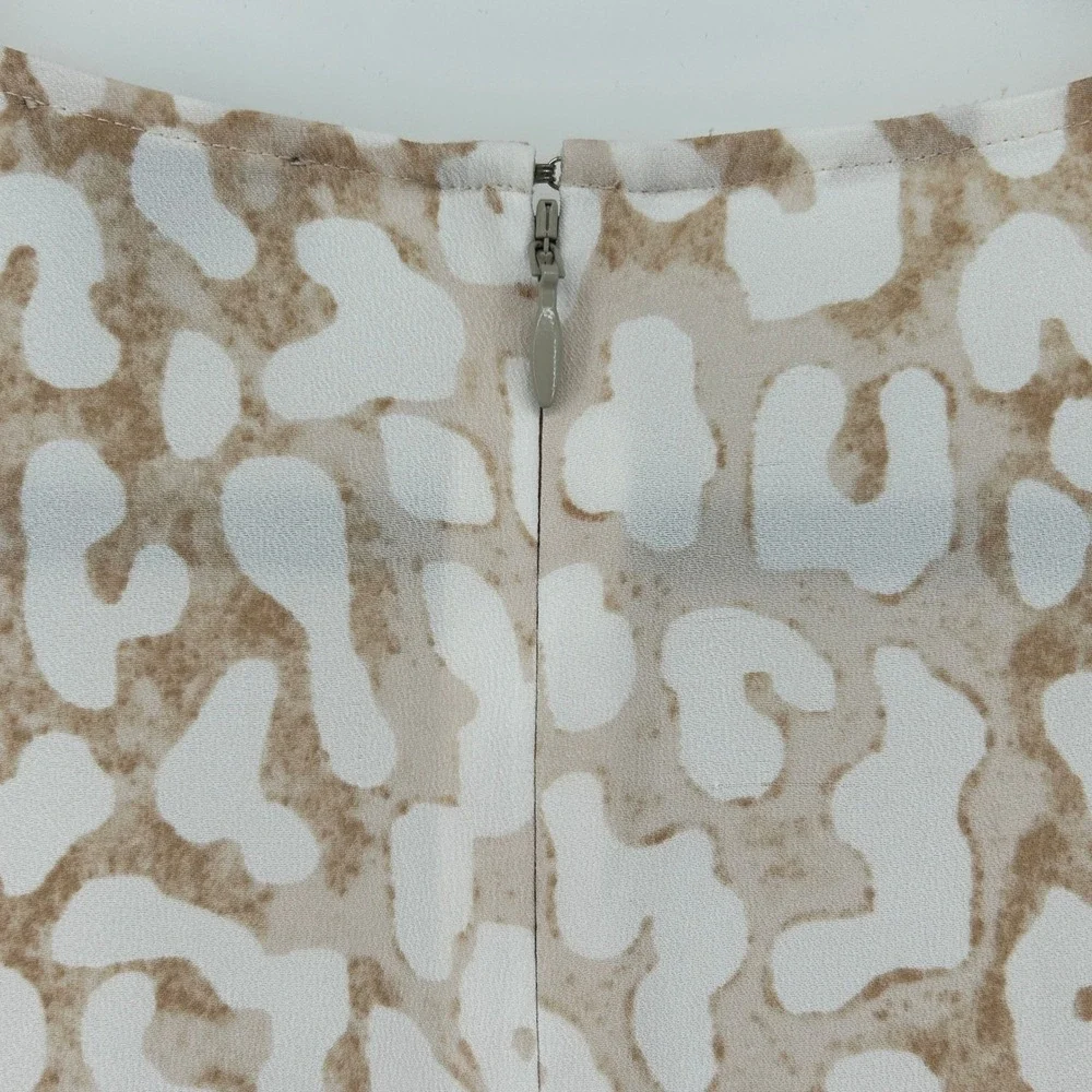 Ann Taylor Factory Tan Leopard Faux Wrap Midi Dress 16 Career Neutral Formal